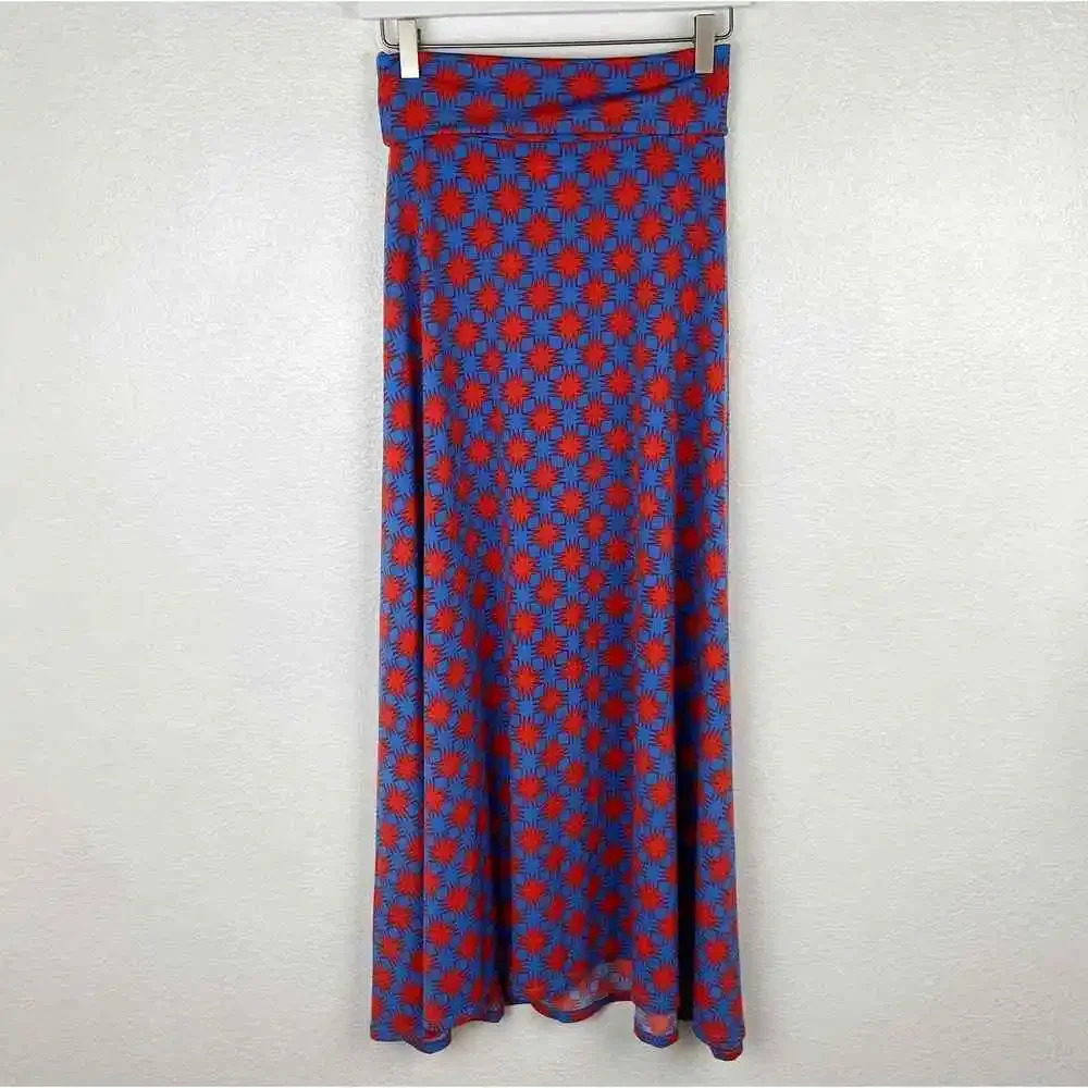 Maxi Skirt Womens Blue XXS Star Novelty Print LulaRoe Spring Summer Ladies